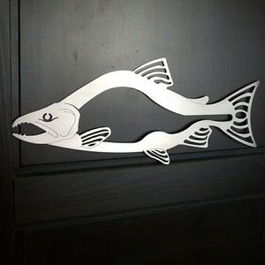 Sockeye Salmon Stainless Steel Metal Fishing Sign